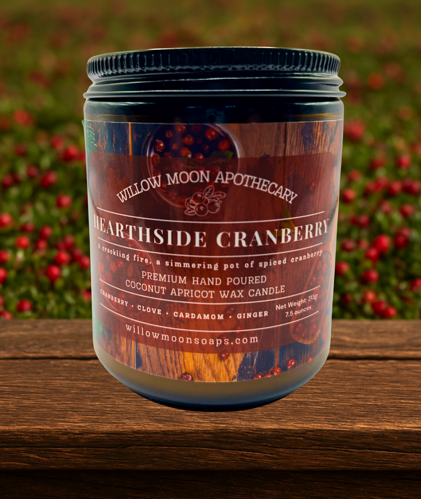 Hearthside Cranberry Candle, Spiced Cranberry, Clove, Cardamom, Ginger