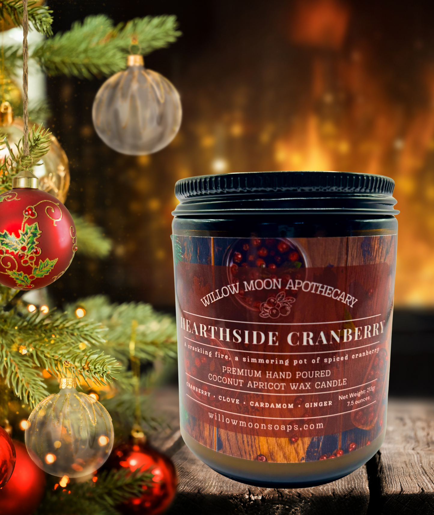 Hearthside Cranberry Candle, Spiced Cranberry, Clove, Cardamom, Ginger