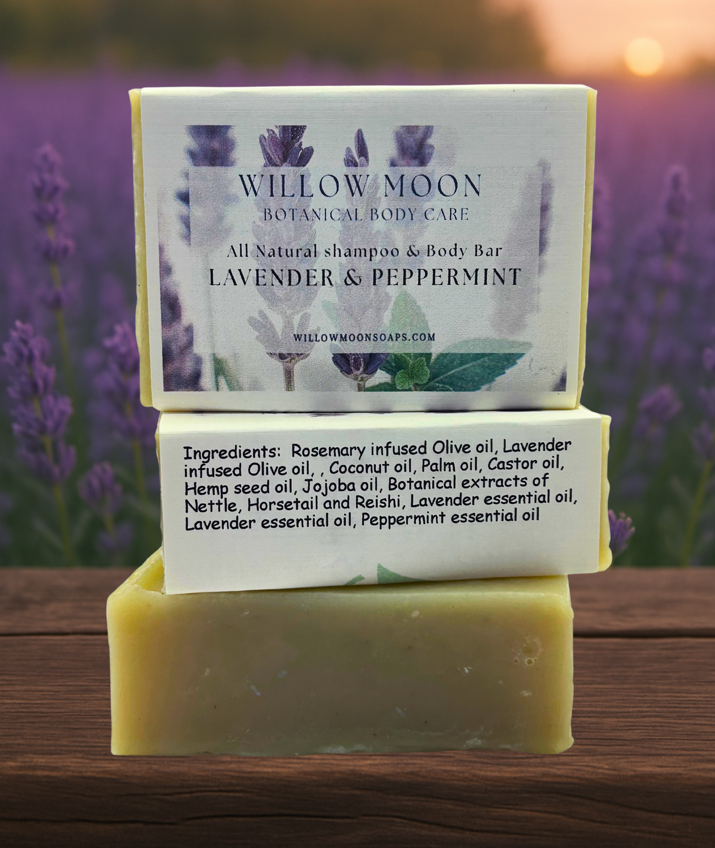 Lavender Peppermint Shampoo and Body Bar, Herbal Hair and Skin Care, Herbal alchemy for your hair