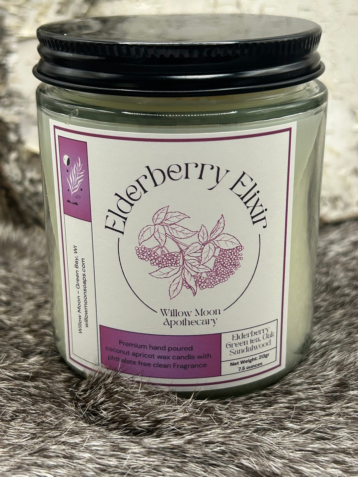 Elderberry Elixir Coconut and Apricot wax candle