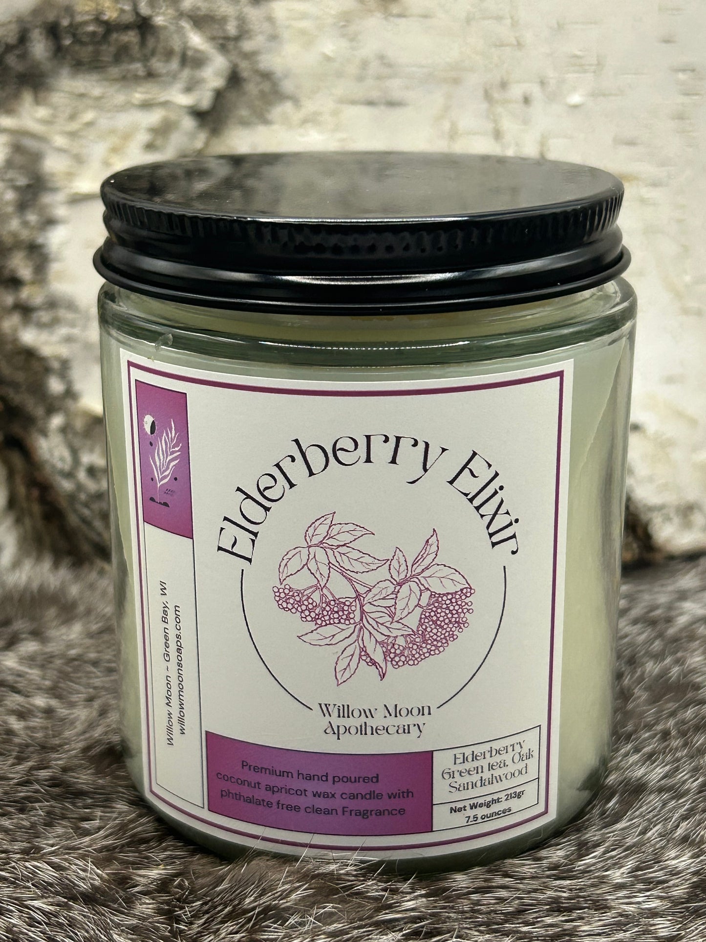 Elderberry Elixir Coconut and Apricot wax candle