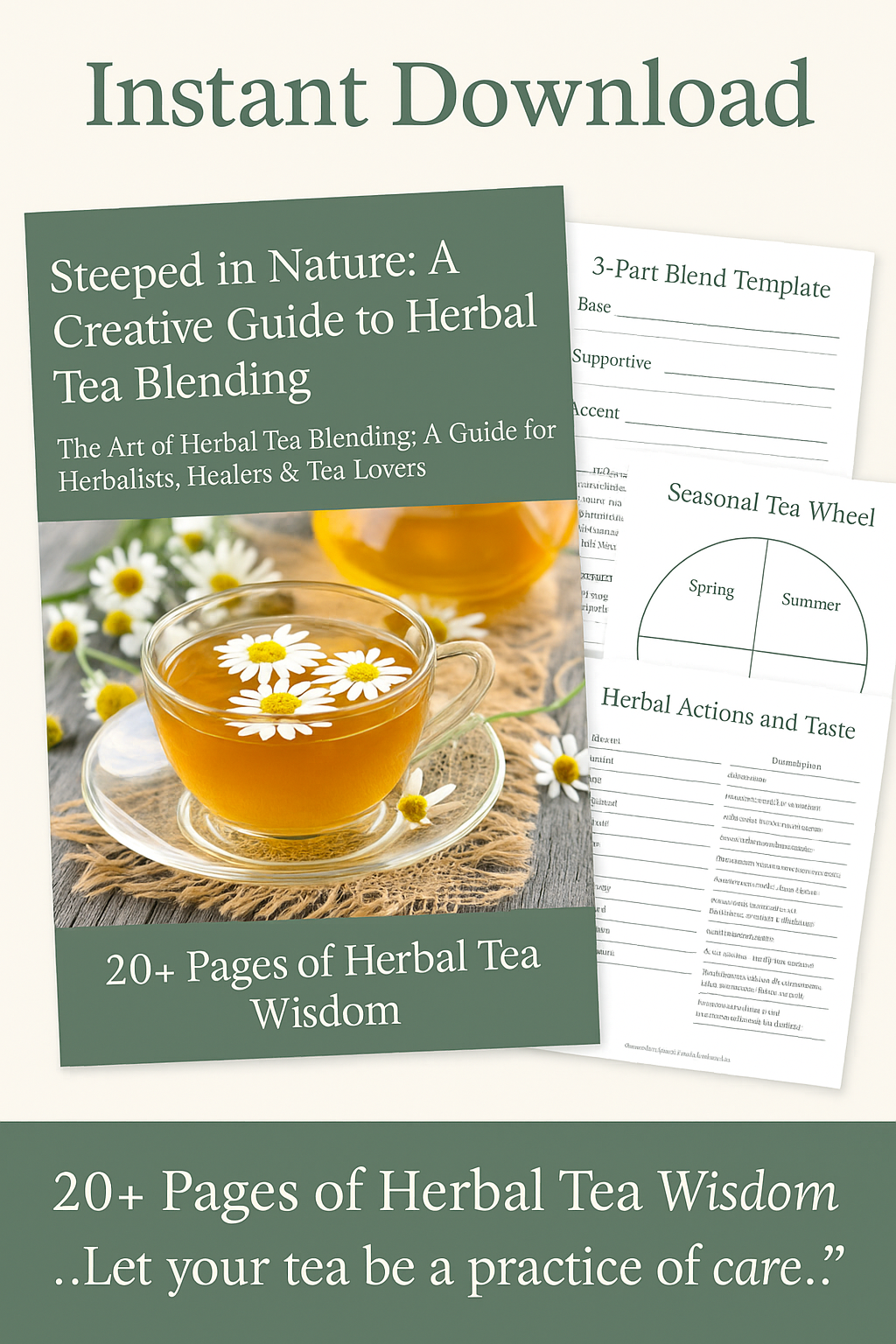 The Art of Herbal Tea Blending, Printable Herbal Guide for Tea Lovers & Herbalists | Herbal Education PDF, Natural Wellness Digital Book