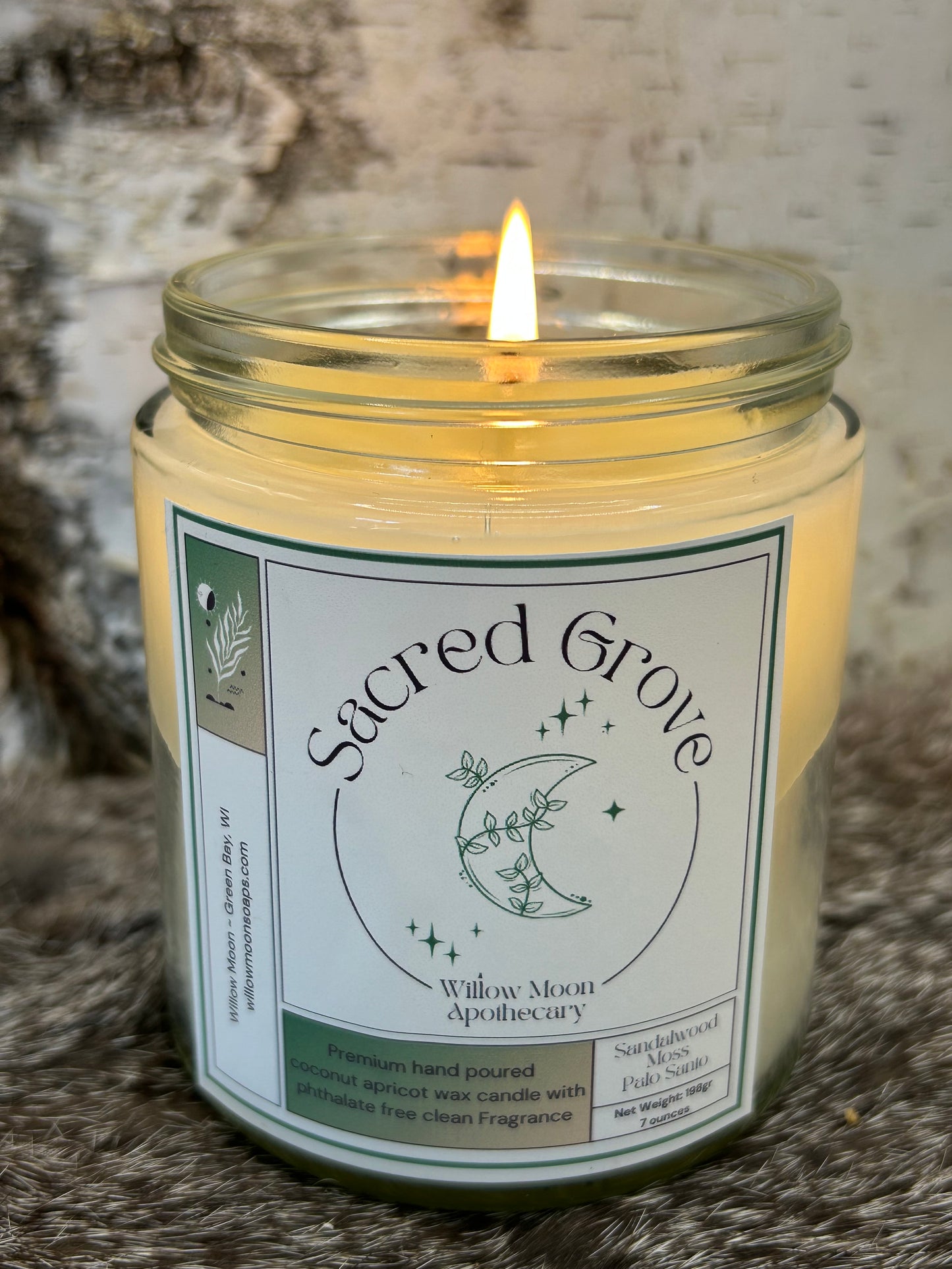Sacred Grove/Sandalwood and Palo Santo Coconut Apricot wax candle / 7.5 ounce
