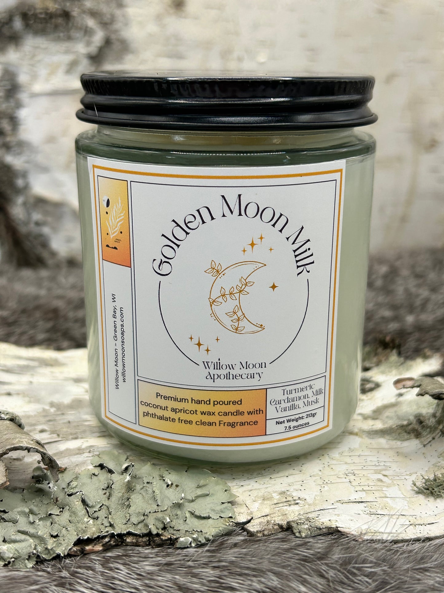 Golden Moon Milk, Coconut and Apricot wax candle/Phthalate free candle/ eco-friendly/ soy and paraffin free 7.5 oz