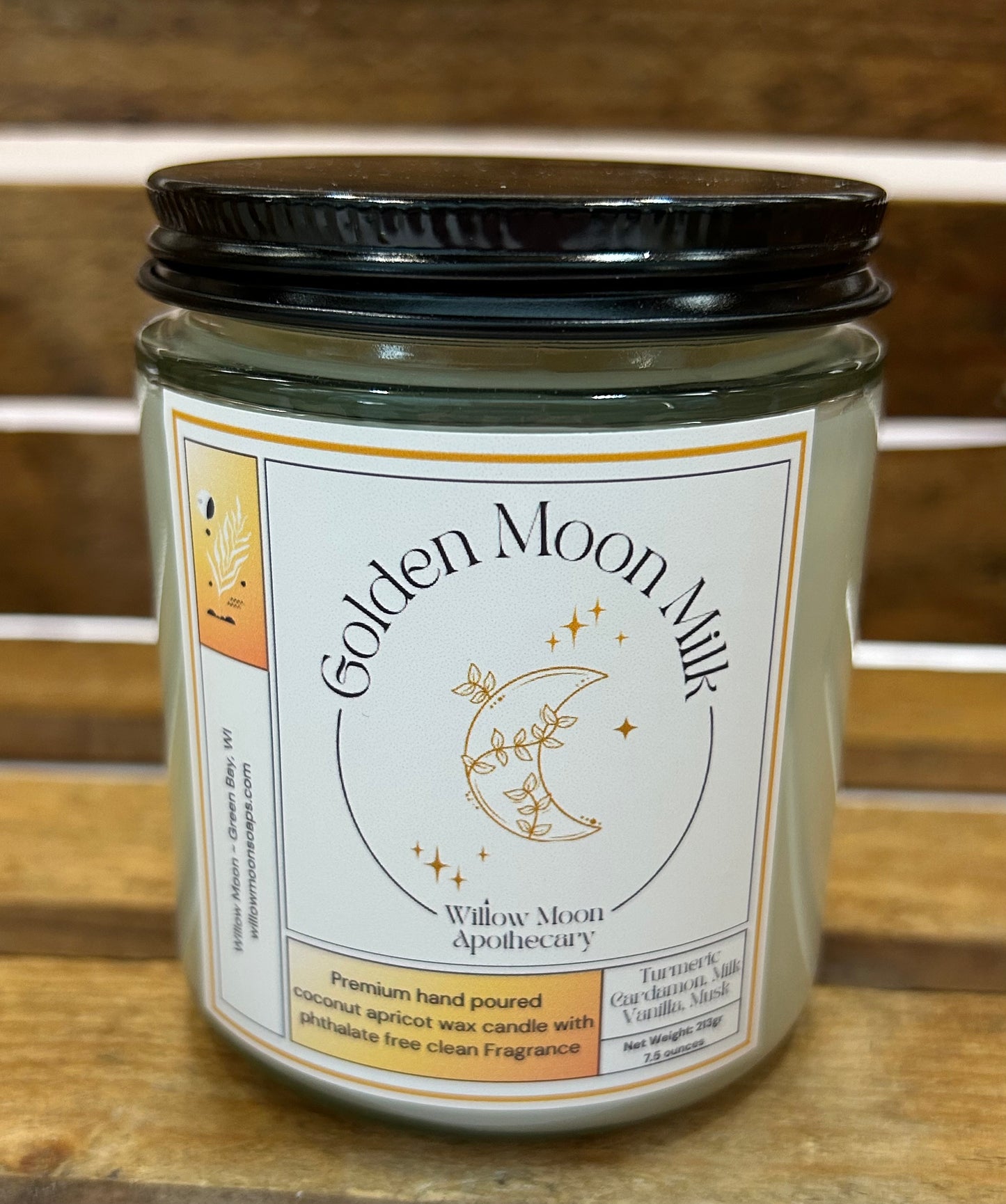 Golden Moon Milk, Coconut and Apricot wax candle/Phthalate free candle/ eco-friendly/ soy and paraffin free 7.5 oz