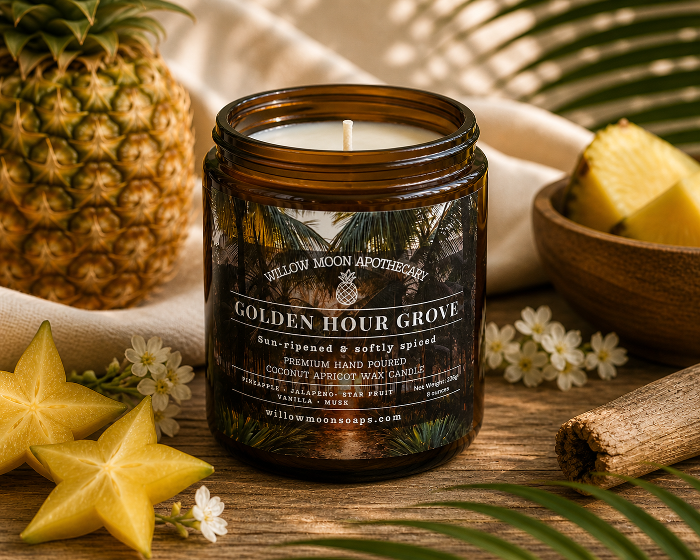 Golden Hour Grove Candle, Sun-Ripened Fruit & Soft Spice