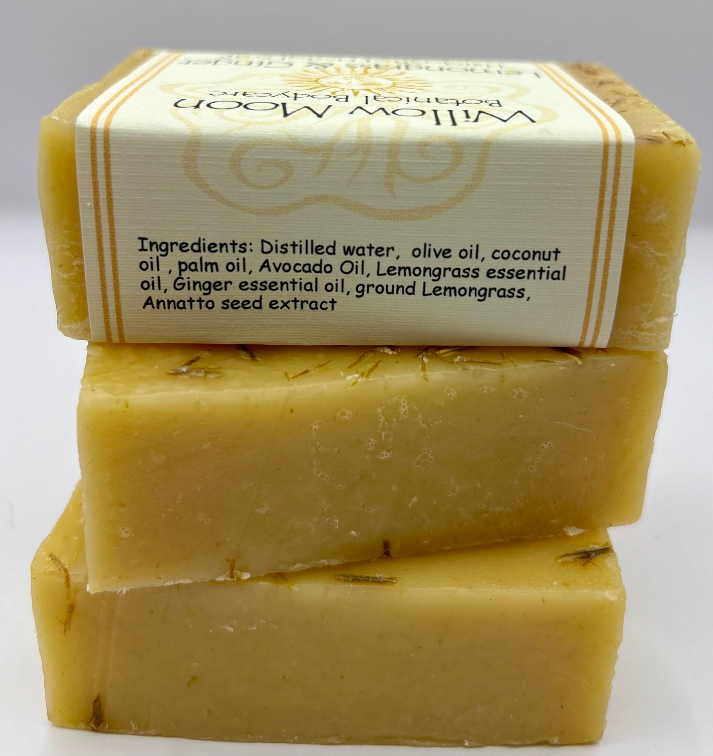 Handcrafted Avocado oil soap Lemongrass and Ginger, natural, moisturizing, refreshing / Willow Moon