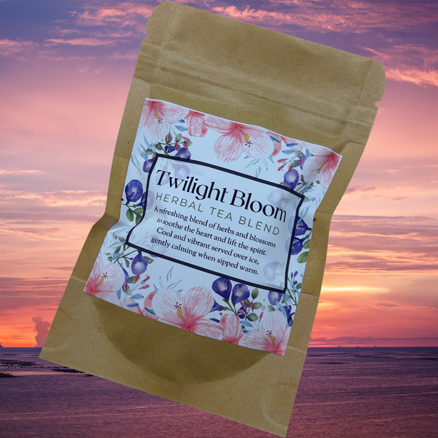 Twilight Bloom Herbal Tea, Minty Floral Hibiscus Botanical Blend