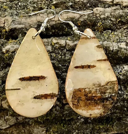 Natural Birch Bark earrings (A-10)