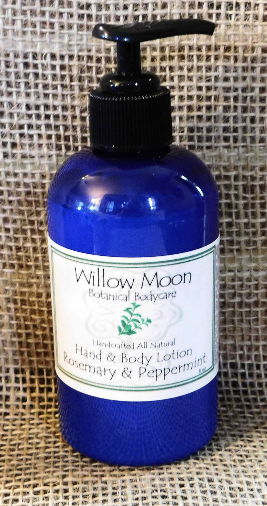All Natural Cocoa Butter Hand and Body Lotion Rosemary and Peppermint, refreshing,  moisturizing /Willow Moon