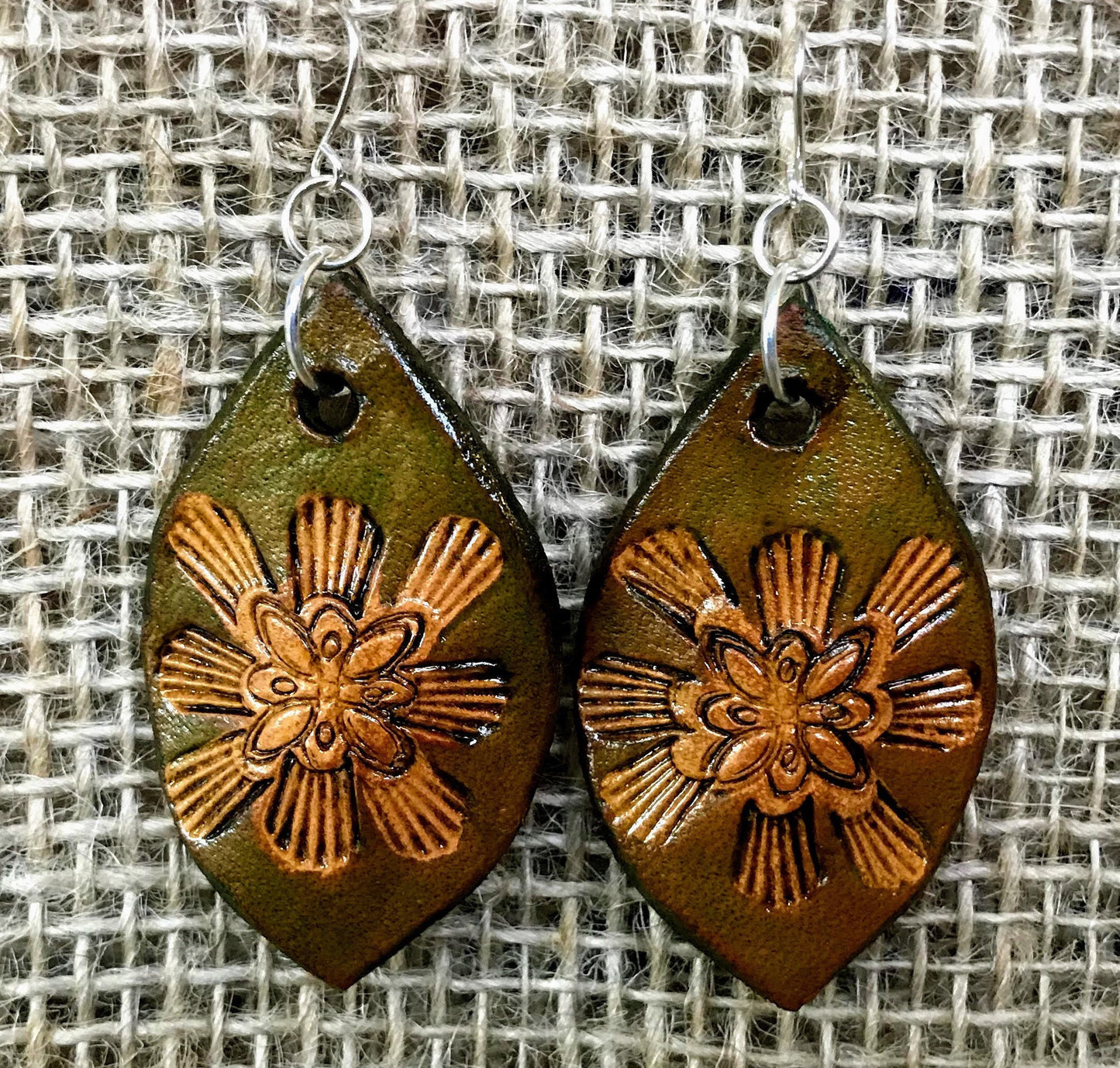 Hand tooled Leather earrings