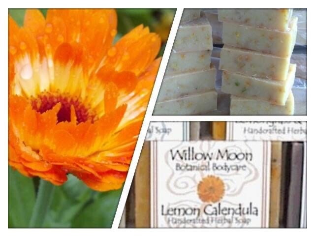Lemon Calendula natural herbal bar soap, moisturizing, dry skin, hemp oil