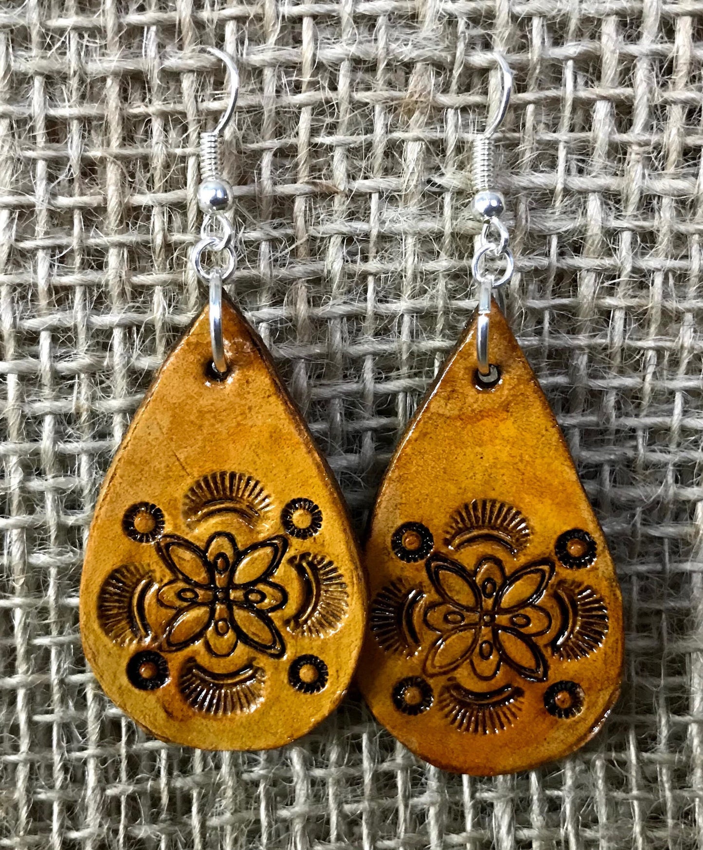 Hand tooled Leather earrings