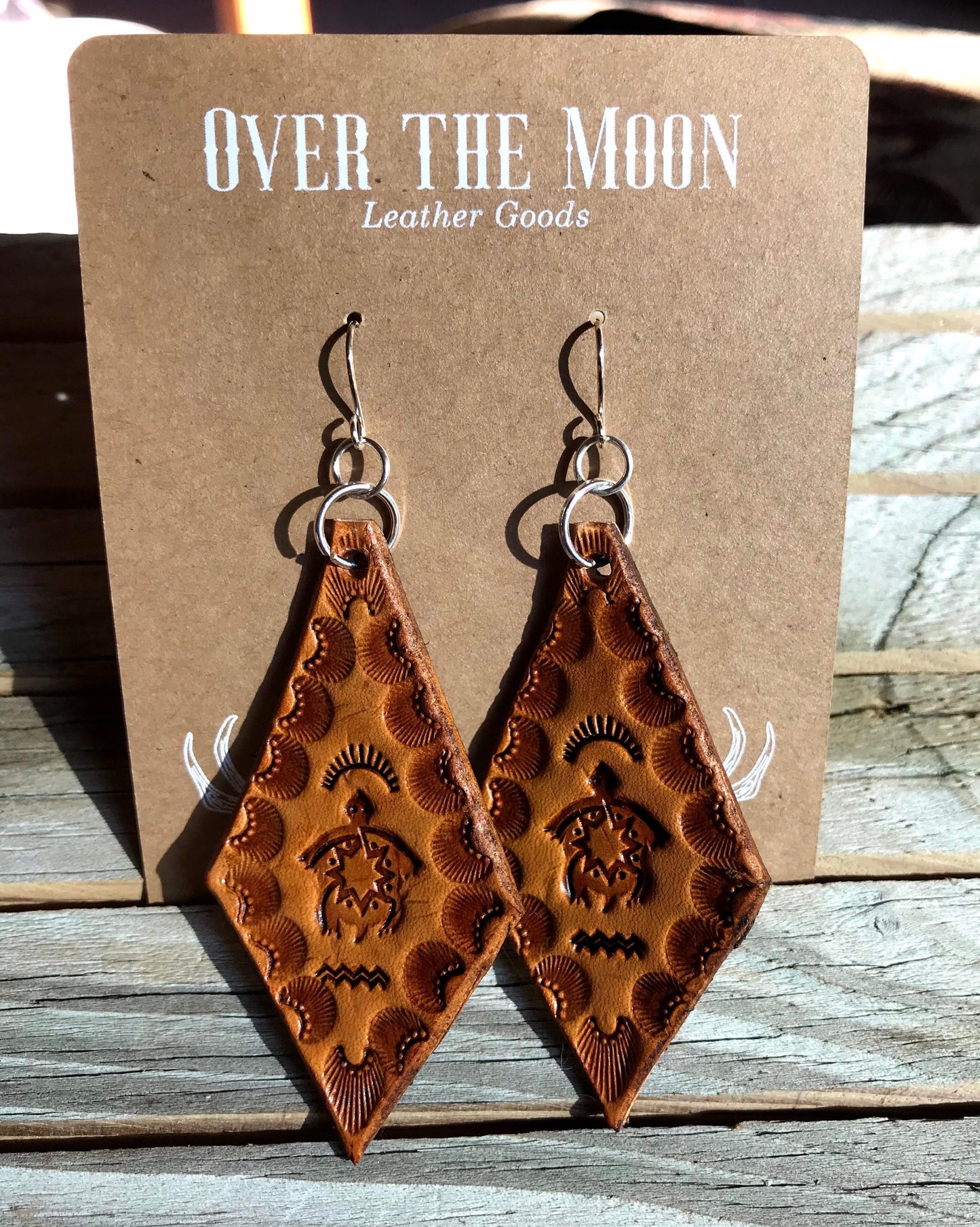 Hand tooled Leather earrings