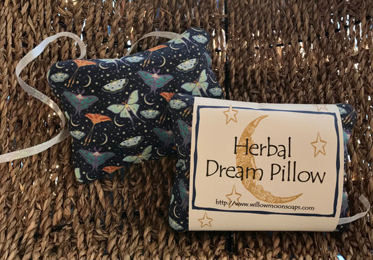 Herbal Herbal Dream Pillow, Luna moth ~ restful sleep, Lavender, mugwort, hops ~ Willow Moon
