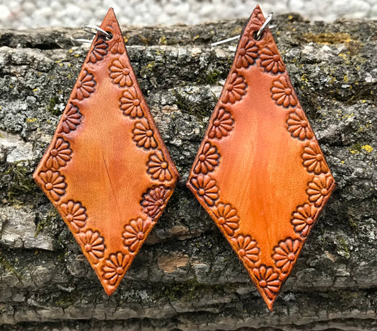Hand tooled Leather earrings