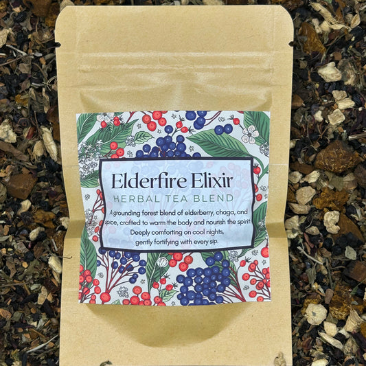 Elderfire Elixir Herbal Tea – Chaga, Elderberry, and Rosehip Seasonal Blend