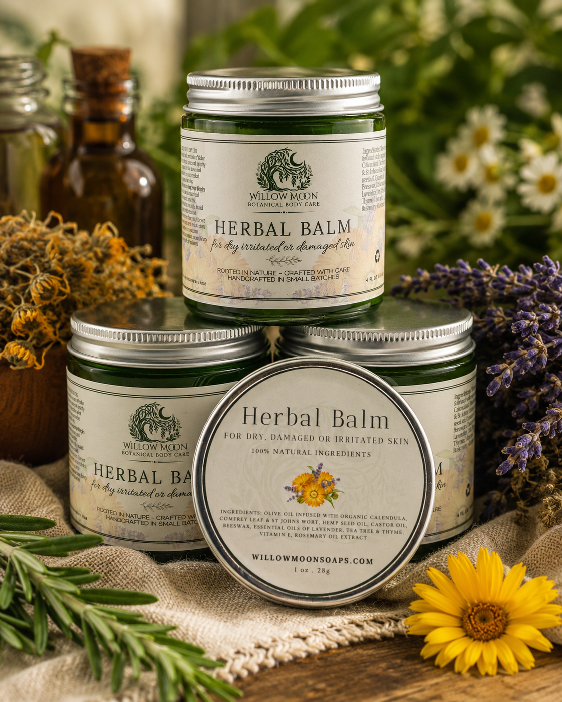 Nourishing Herbal Balm with Calendula, St. John’s Wort & Comfrey | Skin Soothing Care