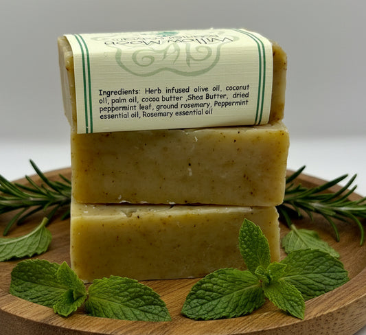 Handcrafted Olive Oil bar soap Rosemary and Peppermint