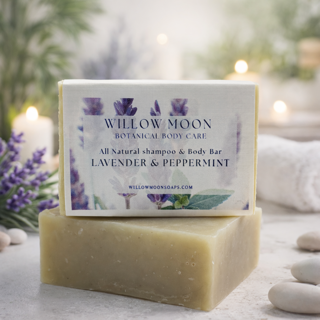 Lavender Peppermint Shampoo and Body Bar, Herbal Hair and Skin Care, Herbal alchemy for your hair