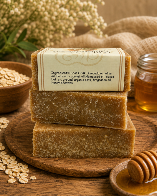 Handcrafted Oatmeal Milk and Honey Goats milk Bar Soap