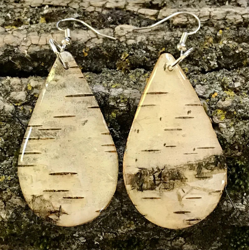 Natural Birch Bark earrings (A-8)