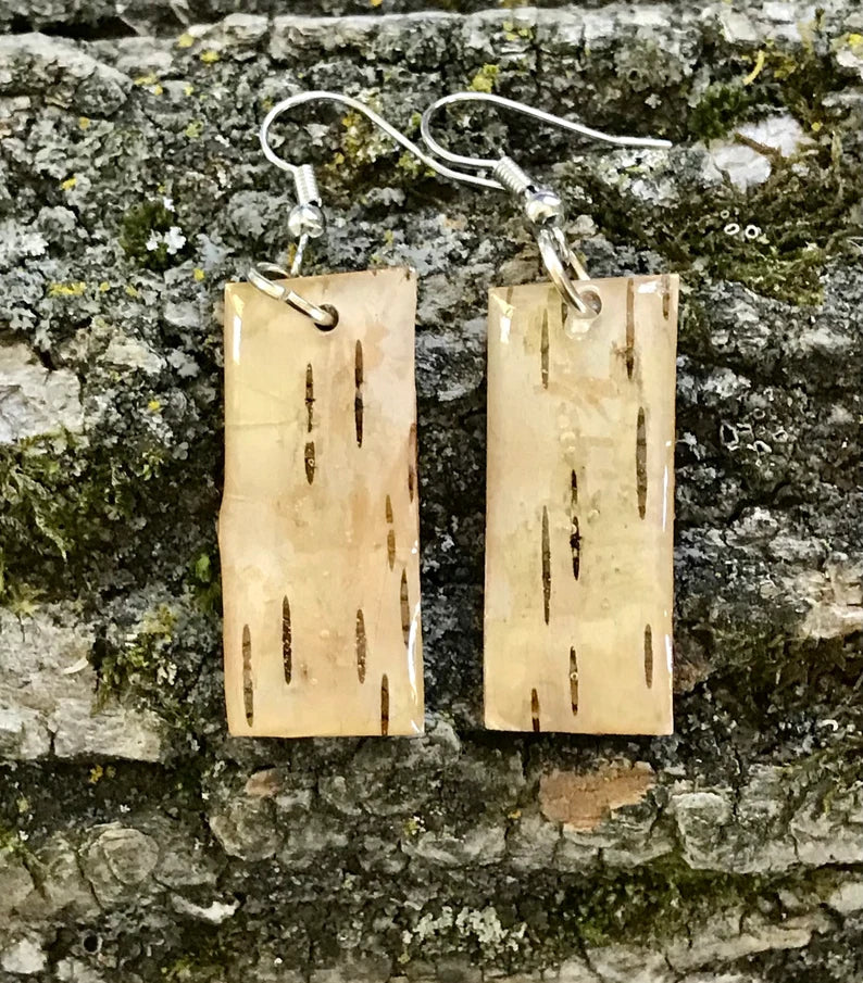 Natural Birch bark earrings (C-2)
