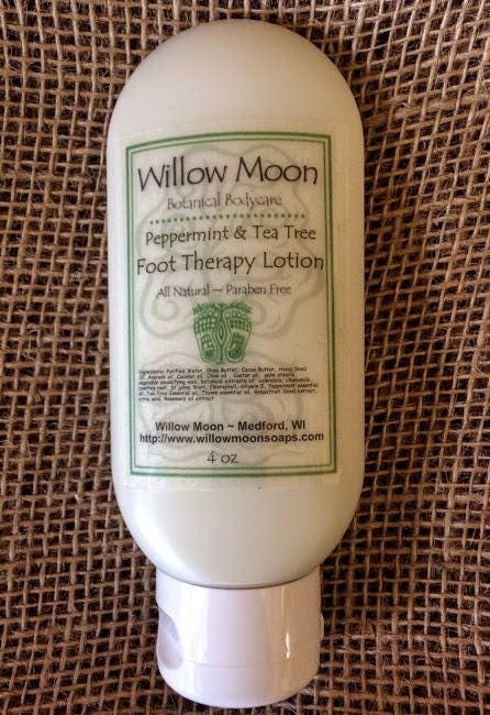 Peppermint and Tea Tree Foot Therapy Lotion Paraben free, moisturizing foot lotion, dry cracked heels / Willow Moon