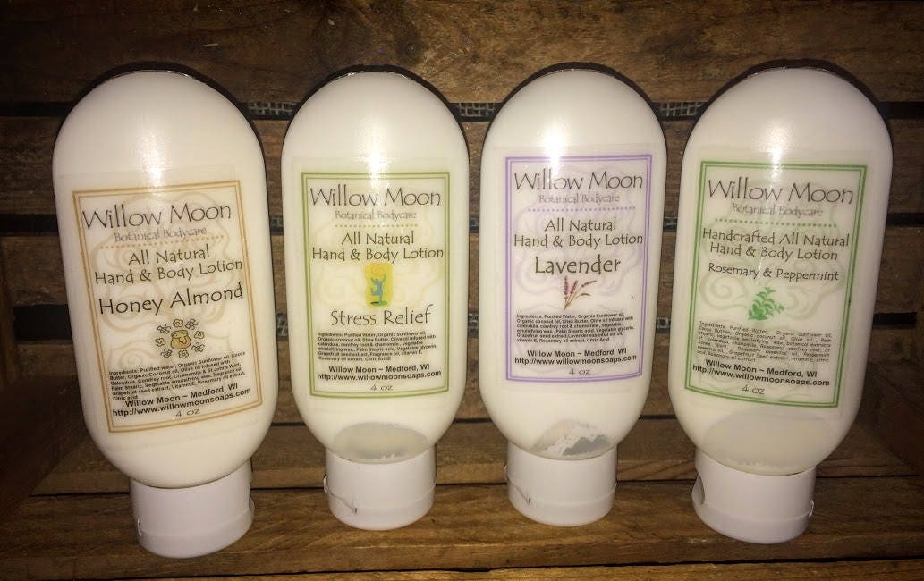 All Natural Cocoa Butter Hand and Body Lotion Rosemary and Peppermint, refreshing, moisturizing /Willow Moon