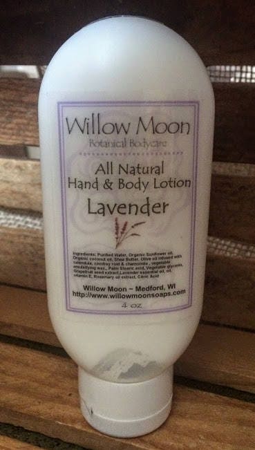 All Natural Lavender Hand and Body Lotion, moisturizing dry skin lotion, relaxing, soothing /Willow Moon