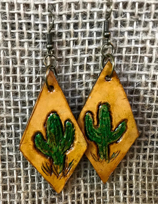 Hand tooled Leather earrings