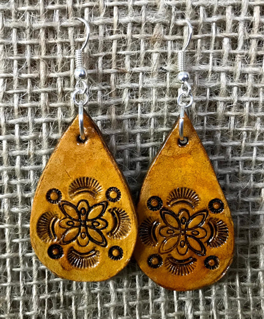 Hand tooled Leather earrings