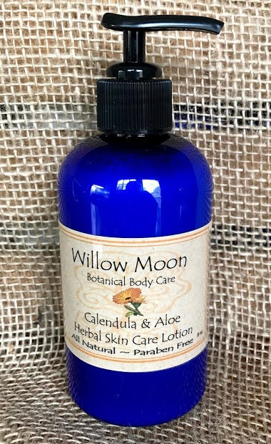All Natural Calendula and Aloe Skin Care Lotion Paraben free ~ moisturizing, dry skin care ~ Willow Moon