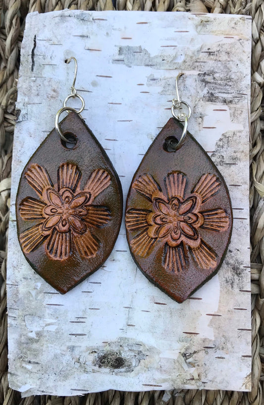 Hand tooled Leather earrings