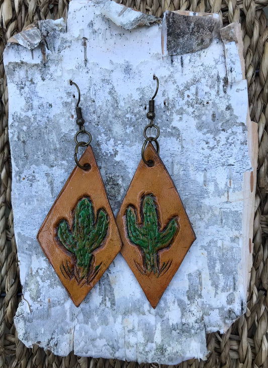 Hand tooled Leather earrings