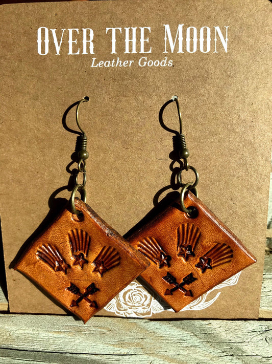 Hand tooled Leather earrings