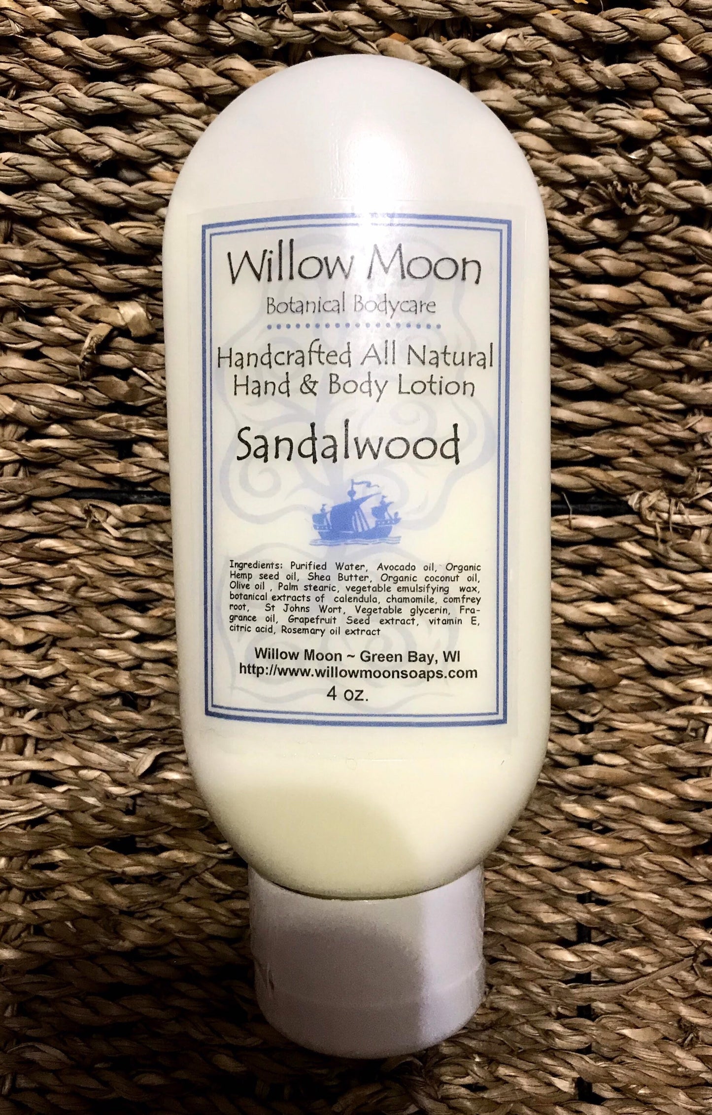 Natural Shea butter Hand and Body Lotion Sandalwood, moisturizing, balancing, grounding / Willow Moon