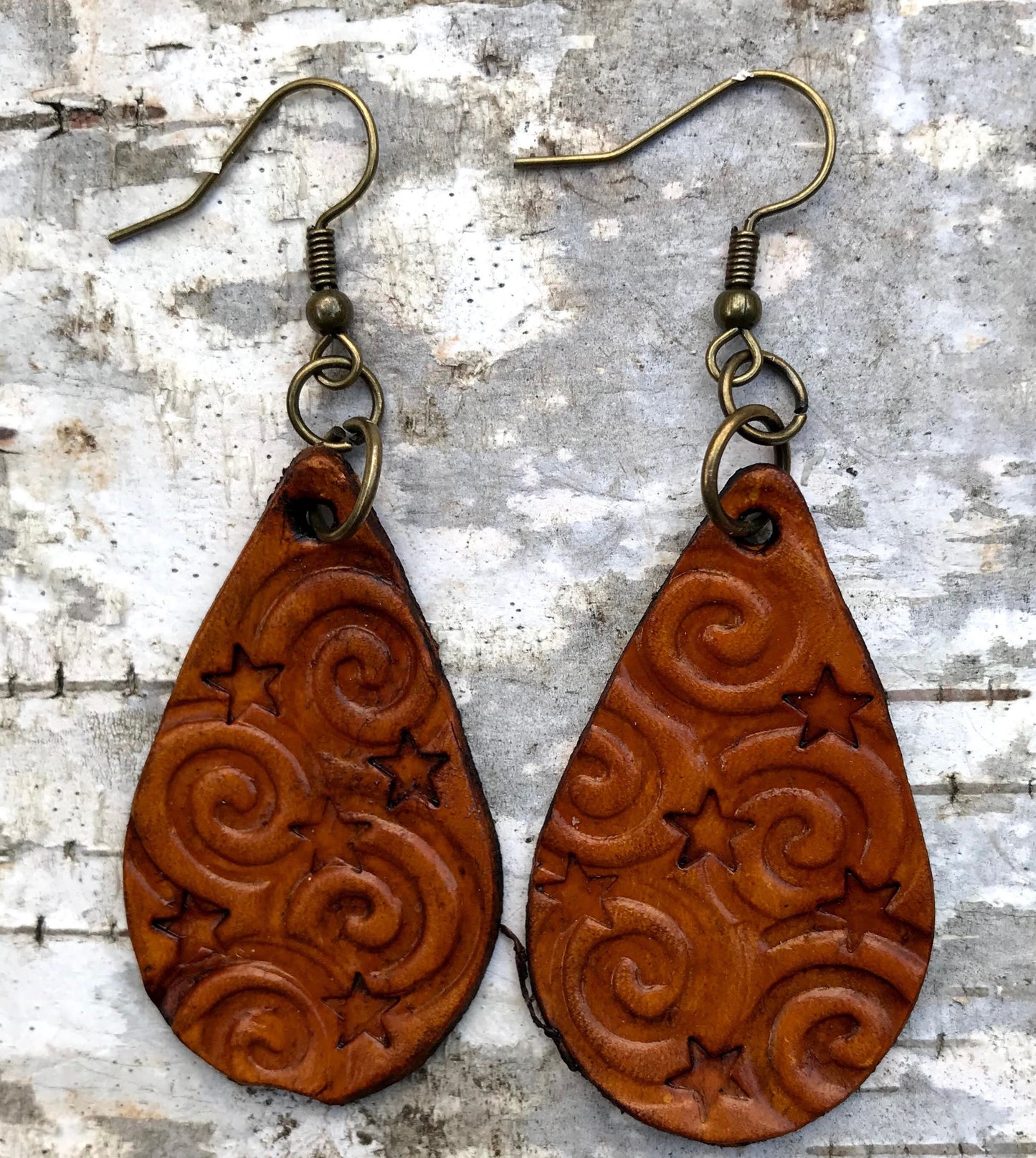 Hand tooled Leather earrings