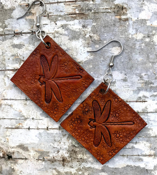 Hand tooled Leather earrings