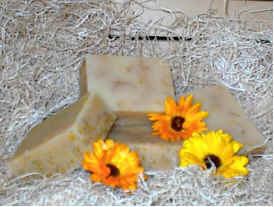 Lemon Calendula natural herbal bar soap, moisturizing, dry skin, hemp oil