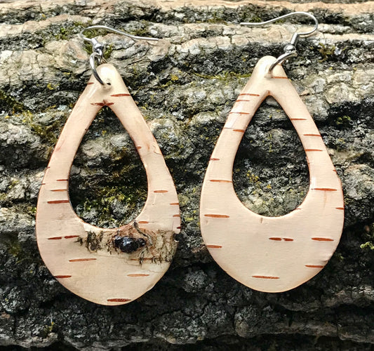 Natural Birch Bark earrings (b-2)