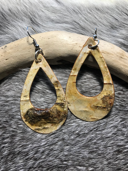 Handcrafted natural birch bark earrings