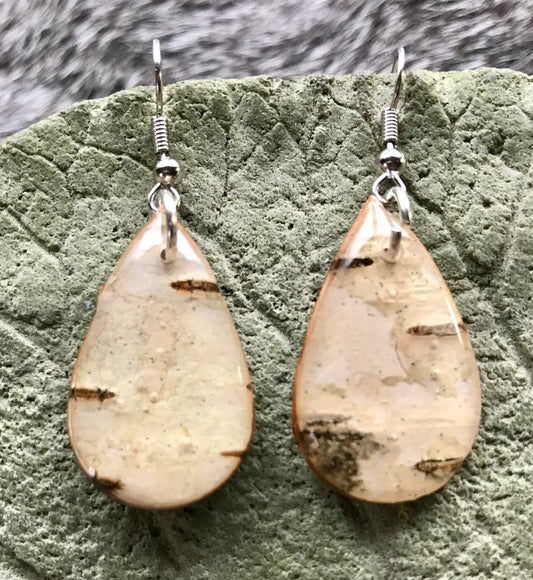 Natural birch teardrop earrings, small teardrop