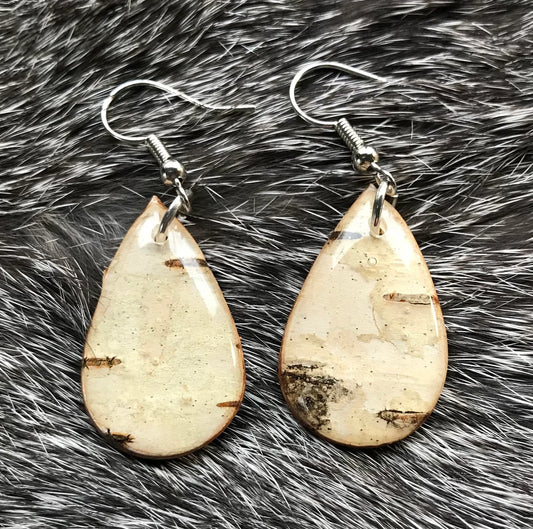 Natural birch teardrop earrings, small teardrop
