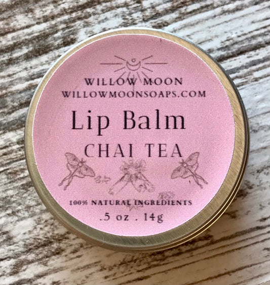 Natural moisturizing beeswax lip balm, vanilla, chai tea, herbal
