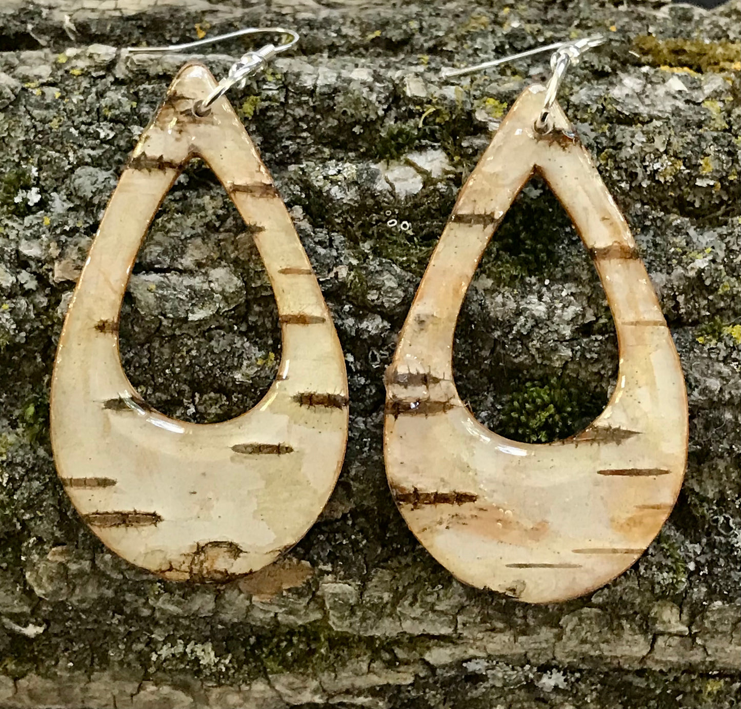 Natural Birch bark earrings (B-4)